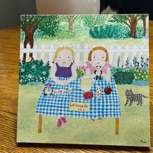 Oopsy Daisy children’s art on canvas by Mari Takabayashi.Girls at lemonade stand